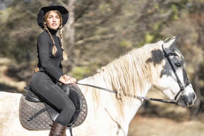Madrid Spain. Woman horses and rancher